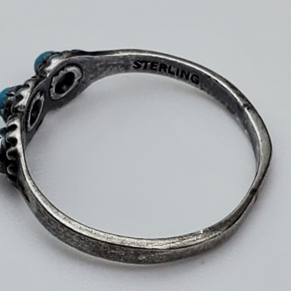 OLD PAWN STERLING SILVER NATIVE AMERICAN NATURAL SLEEPING BEAUTY TURQUOISE RING - Picture 8 of 10